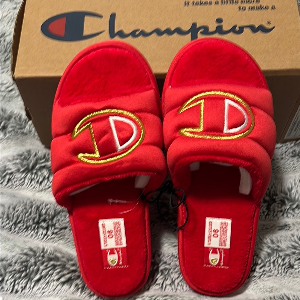 Size 6 Champion Kids Red Slide Sandals